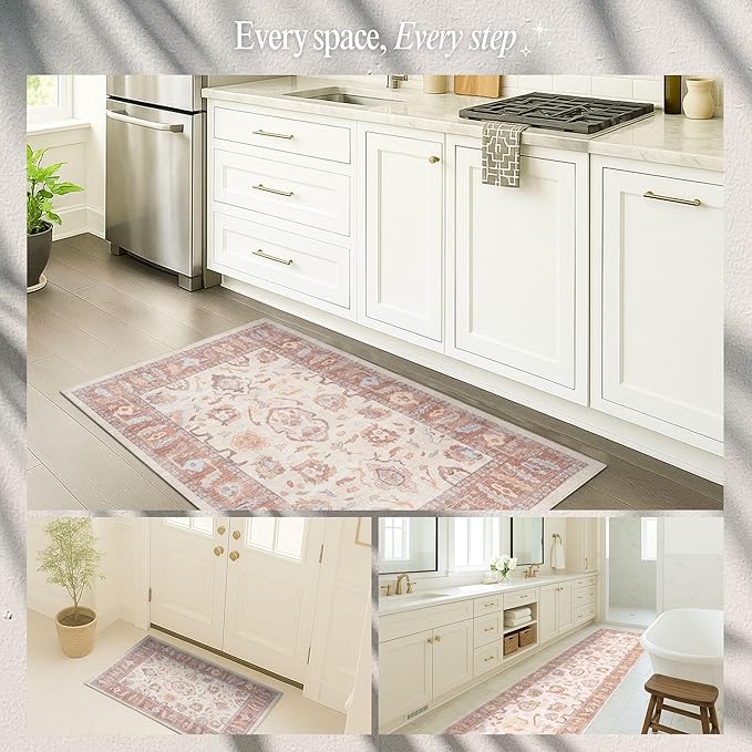 Fame Rugs Brown Modern Oushak Rug 8x10, Vintage Turkish Colorful Oriental Washable Antique Inspired Large Area Rugs, Luxury Living Room Bedroom (383BB, 7'6 x 10')