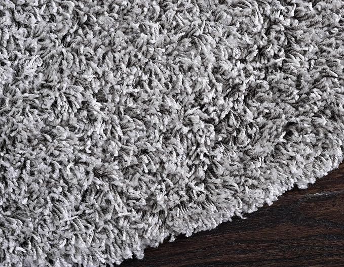 Unique Loom Solid Shag Collection Area Rug (8' Round, Cloud Gray)