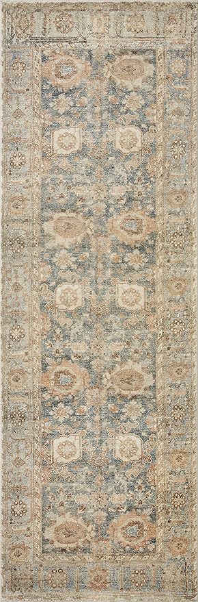 Loloi Margot Collection MAT-03 Ocean/Spice 2'-6" x 9'-6" Runner Rug feat. CloudPile, No-Shed Easy Clean Large Patterned Area Rug for Living Room, Bedroom, Dining Area