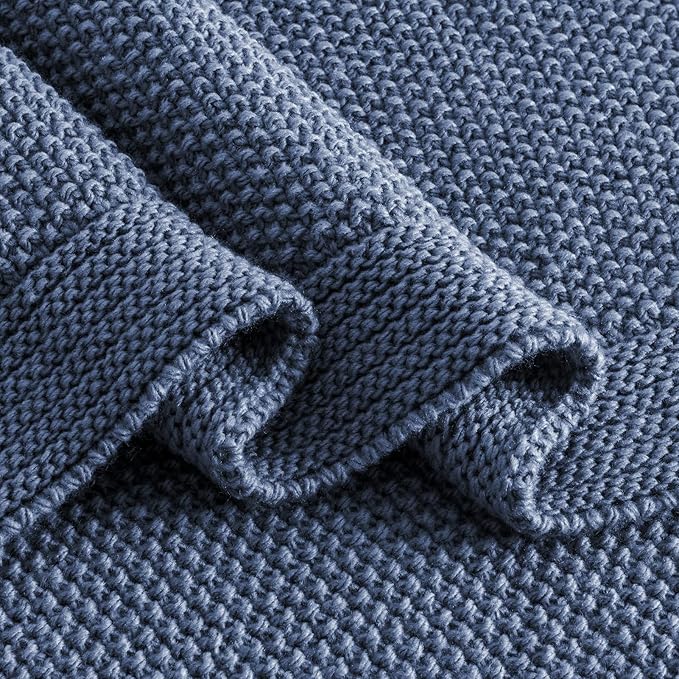 CozeCube Blue Throw Blanket for Couch, Soft Cozy Cable Knit Throw for Bed Sofa Living Room, Lightweight Warm Decorative Farmhouse Christmas Blanket, 50"x60", Dusty Blue