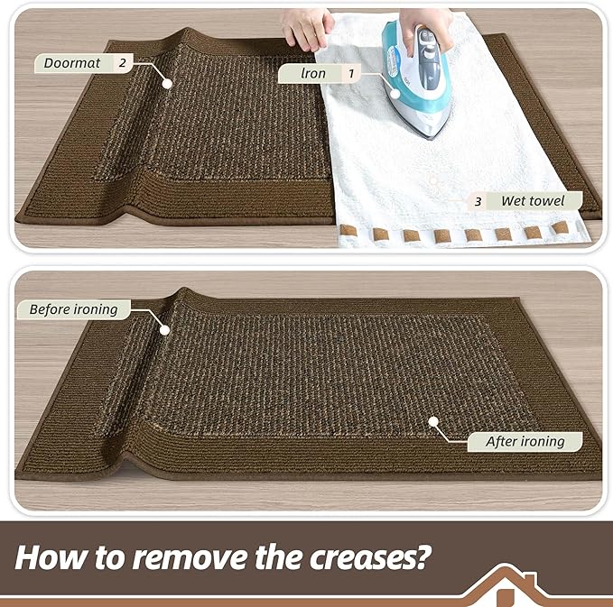 BEQHAUSE Indoor Door Mat 20" x 32", Dirt Trapper Door Mats Non-Slip Entryway Rugs Washable, Resist Dirt Absorbent Welcome Mat, Low Profile Floor Mats for Front Back Door and Entryway, Brown