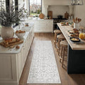 Grey 2x7 Runner Rug Vintage Area Carpet Hallway Indoor Kitchen Washable Neutral Low Pile Traditional Distressed Gray Retro Accent Throw Rug Non Slip for Laundry Bathroom Office
