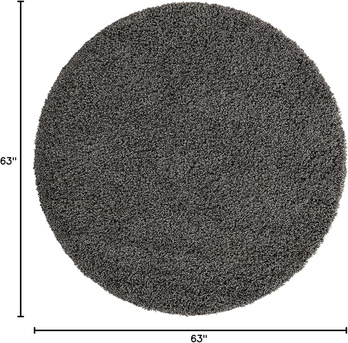Unique Loom Solid Shag Collection Area Rug (5' 1" Round Graphite Gray)