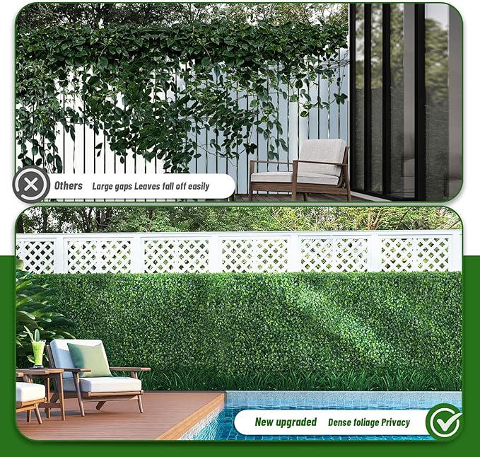 Artificial Ivy Privacy Fence Screen, 40X120 in(34 sqft) UV-Anti Faux Boxwood Roll Panels Greenery Backdrop Vine Leaf Fence Panels for Indoor Outdoor Wall Decor & Ivy Fence Covering Privacy