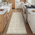 Taupe 2x6 Runner Rug Vintage Area Carpet Hallway Indoor Kitchen Washable Low Pile Traditional Distressed Retro Accent Throw Rug Non Slip for Laundry Bathroom Office