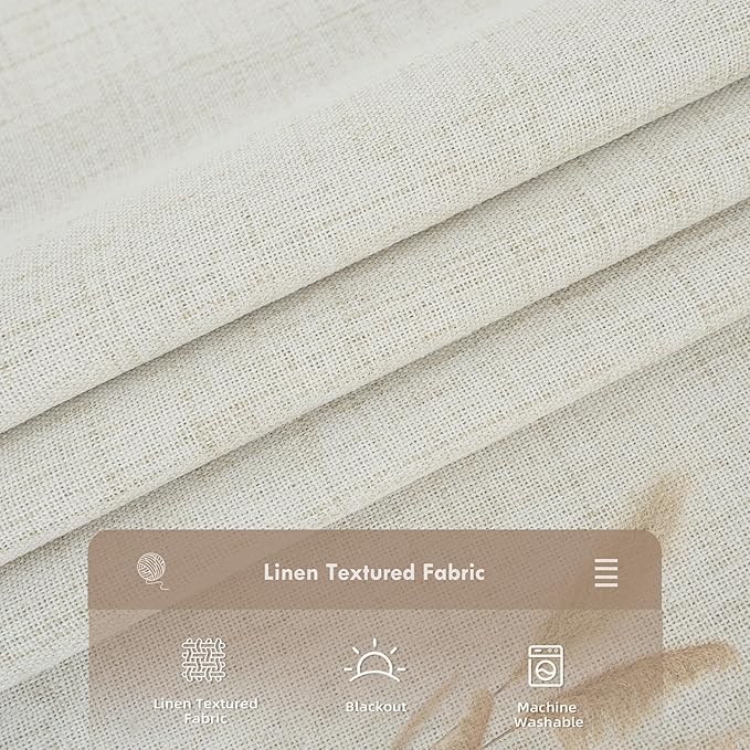 DriftAway Double Layer Linen Blackout Tie Up Curtains Thermal Insulated Fully Lined Balloon Roman Shade Bathroom Window Adjustable Rod Pocket for Small Window 25 Inch by 47 Inch Beige