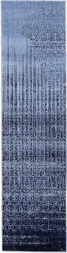 Unique Loom Del Mar Collection Area Rug - Jennifer (2' 7" x 10' Runner, Blue/ Navy Blue)