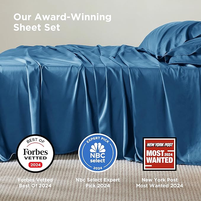Bedsure California King Sheet Sets, Cooling Sheets, Rayon Derived from Bamboo, Breathable & Soft, Deep Pocket Up to 16 Inches, Hotel Luxury Silky Bedding for Hot Sleepers, Teal