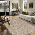 5x7 Deep Brown Area Rug Non Slip Vintage Living Room Distressed Machine Washable Carpet Traditional Indoor Bedroom Deep Brown Retro Floral Accent Throw Rug for Office Kitchen Dorm Dining Room