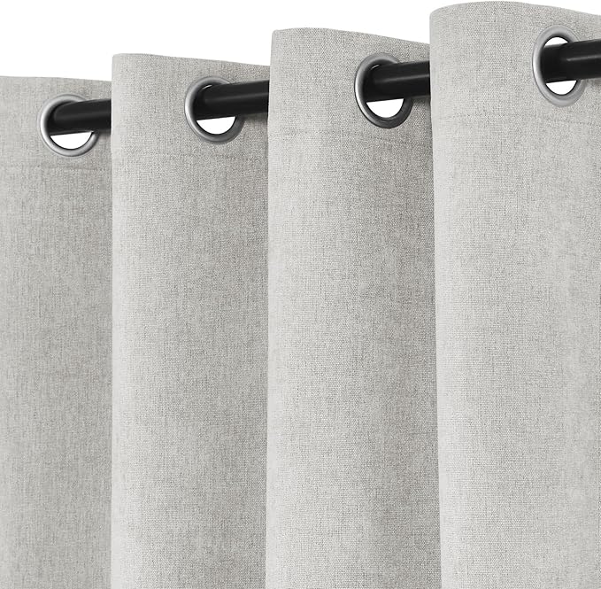 Macochico Extra Wide 100% Blackout Chenille Curtains 100" Wx102 L Thermal Curtains for Sliding Door Room Divider Living Room Bedroom Hotel White Blackout Curtains Grommet with Tieback 1 Panel