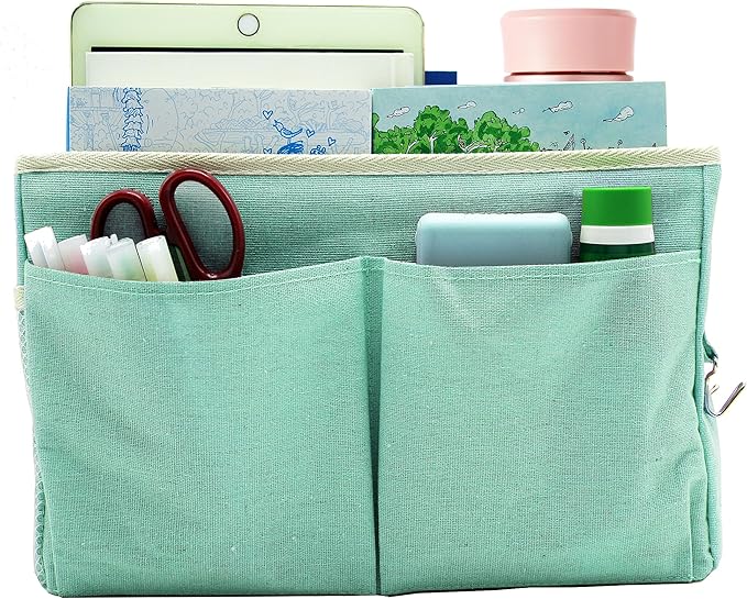 Someteth Bedside Caddy Bedside Hanging Storage Basket Multi-Function Organizer Caddy for Bunk and Hospital Beds Dorm Rooms Bed Rails, Can be Placed Glasses Books Mobile Phones(Green)
