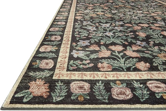 Loloi Rifle Paper Co. Eden Collection EDE-02 Mughal Garden Black 2'-3" x 3'-9" Accent Rug feat. CloudPile™