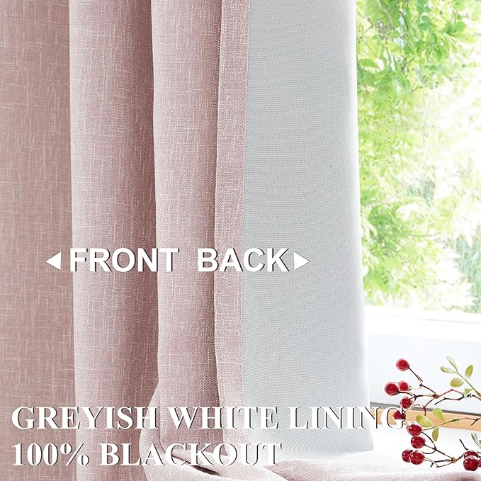 Vision Home Pink Full Blackout Curtains for Bedroom Living Room Darkening Window Treatment Panels Thermal Insulated Rod Pocket Back Tab Modern Soundproof Pink Drapes 2 Panels 50" Wx108 L