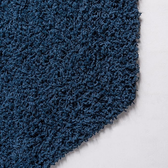 Unique Loom Solid Shag Collection Area Rug (4' Octagon, Sapphire Blue/ Navy Blue)