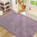 OLANLY Dog Door Mat for Muddy Paws 48x30, Absorbs Moisture and Dirt, Absorbent Non-Slip Washable Doormat, Quick Dry Chenille Mud Mat for Dogs, Entry Indoor Entryway Carpet for Inside Floor, Deep Plum