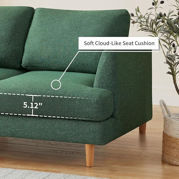 Loveseat Sofa 56", Small Couches for Small Spaces Love Seat with 2-Seat Upholstered Cushion, Mid Century Modern Sofa Couches for Living Room, Deep Couch for Bedroom, Apartment, Green