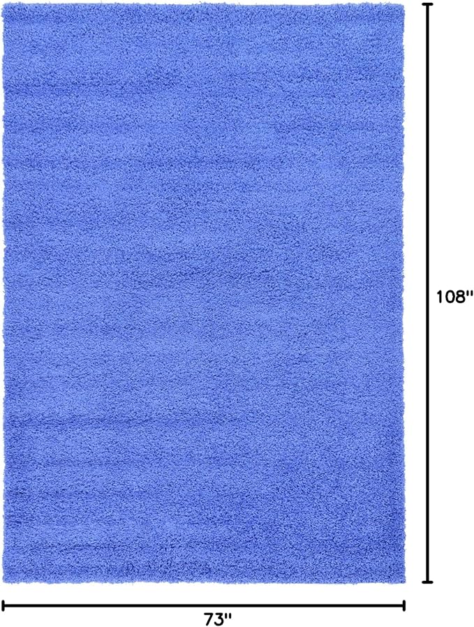 Unique Loom Solid Shag Collection Area Rug (6' 1" x 9' Rectangle, Periwinkle Blue)
