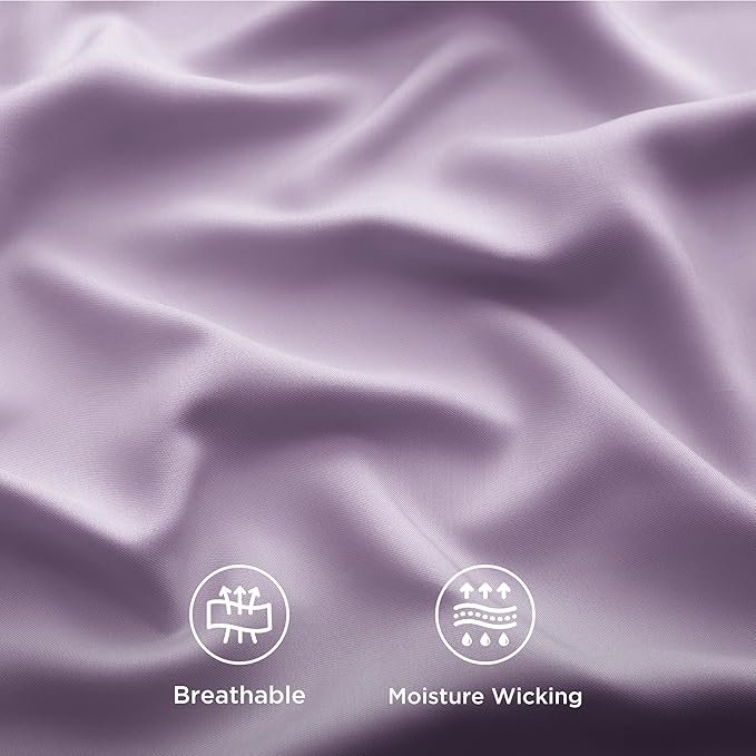 Bedsure California King Sheet Sets, Cooling Sheets for Hot Sleepers, Rayon Derived from Bamboo, Breathable & Soft, Deep Pocket Up to 16 Inches, Hotel Luxury Silky Bedding, Lilac