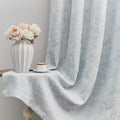 Beauoop Blue Floral Jacquard Blackout Curtains 96 Inches Long 2 Panels for Bedroom Living Room Chenille Flower Room Darkening Thermal Insulated Soundproof Grommet Window Treatments Drapes, 52x96