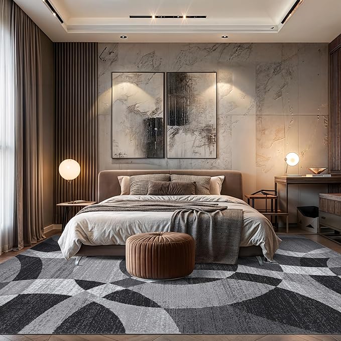 Rugshop Contemporary Abstract Circles Perfect for high Traffic Areas of Your Living Room,Bedroom,Home Office,Kitchen Area Rug 12' x 15' Gray