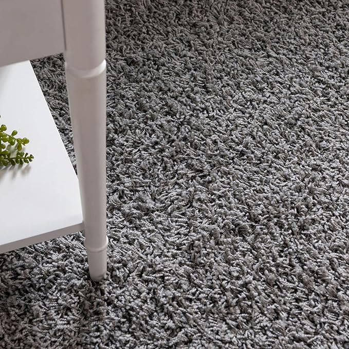 Unique Loom Solid Shag Collection Area Rug (5' 1" Square, Cloud Gray)