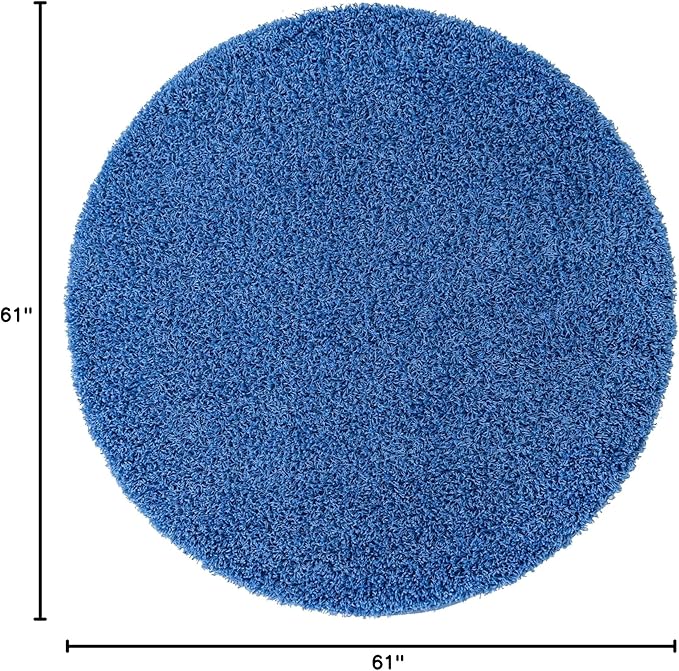 Unique Loom Solid Shag Collection Area Rug (5' Round Periwinkle Blue)