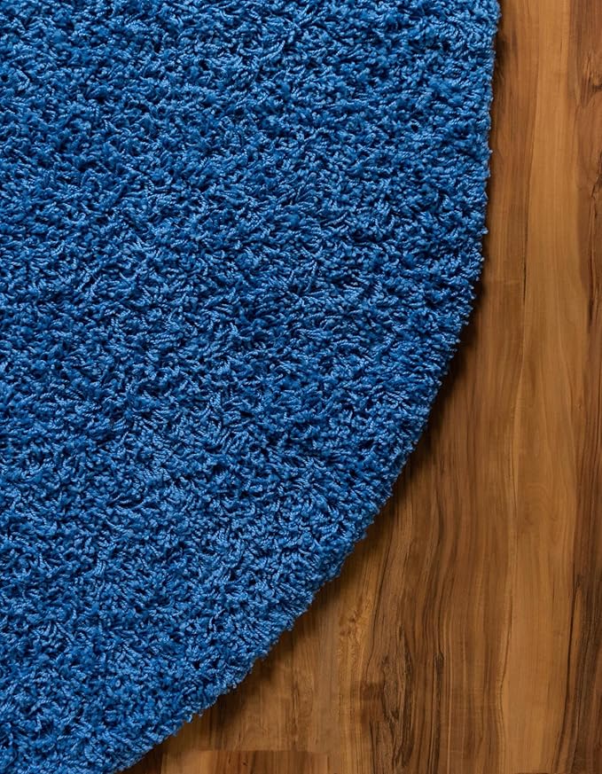 Unique Loom Solid Shag Collection Area Rug (3' 3" x 5' 3" Oval, Periwinkle Blue)