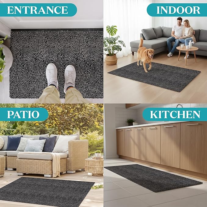 Premium Microfiber Indoor Door Mat – 32"x48" Washable Entry Mat, Non-Slip, Waterproof Backing, Super Absorbent, Low Profile Entryway Doormat for Indoor Entrance