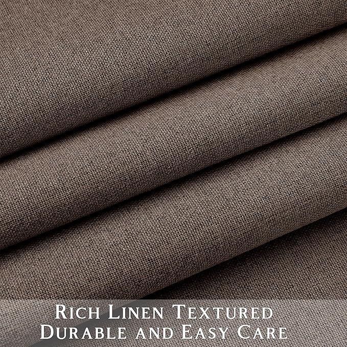 ChrisDowa 100% Blackout Brown Solid Curtains 45 Inches Long 2 Panels for Bedroom Living Room,Farmhouse Room Darkening Thermal Insulated Soundproof Grommet Top Window Treatment Drapes,52x45