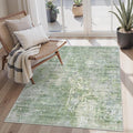 Area Rugs 4x6 for Living Room, Vintage Washable Rugs for Dining Room, Kitchen, Non-Slip Area Rug Green Ivory