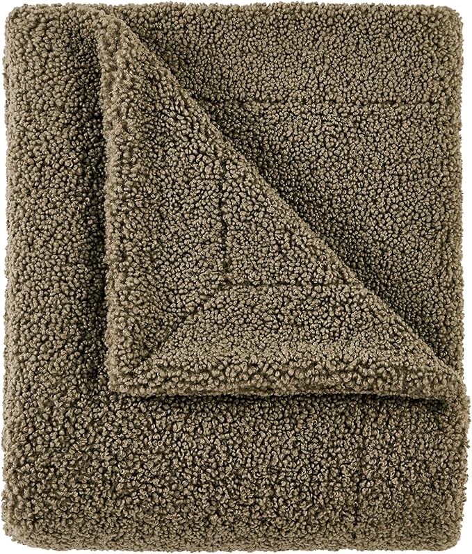 HiEnd Accents Teddy Throw Blanket, 60x90 inch, Dark Oak, Oversized Boucle Throw Blanket, Soft Cozy Classic Chic Casual Heavy Blanket, Modern Rustic Plush Comfy Warm Blanket for Bed, Sofa