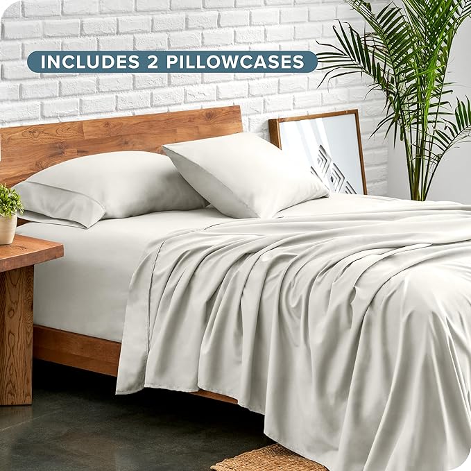 Bare Home Hotel Luxury Twin XL Sheet Set, Extra Soft - 4 Piece Set - Deep Pockets - Easy Fit - Cooling & Breathable - Wrinkle, Fade, Stain Resistant - Includes 2 Pillowcases (Twin XL, Cream)