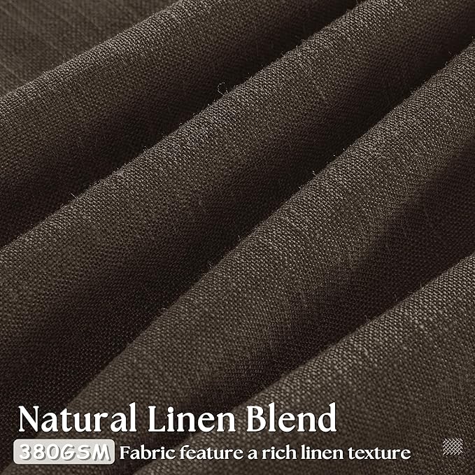 Dark Chocolate Pinch Pleated Linen Curtains 2 Panels for Living Room Bedroom Memory Training Shaped Semi Sheer Pleat Drapes with Hooks Rings Light Filtering Window Curtain 40x45