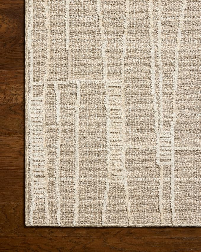 Loloi Amber Lewis Bexley Collection BEX-05 Mushroom/Natural 9' x 13' Area Rug Neutral, Textured, Living, Bedroom, Dining, Carpet