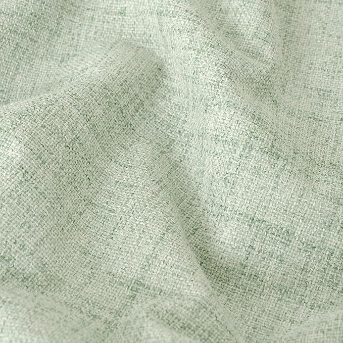 Sage Green Blackout Curtains for Bedroom - Linen Curtains 90 Inch Length Thermal Insulated Privacy Burlap Boho Window Drapes for Living Room Scandi Farmhouse Dining, 2 Panels, Each 52" Wide