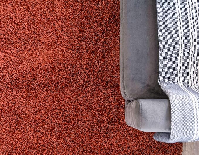 Unique Loom Solid Shag Collection Area Rug (5' 1" x 8' Rectangle, Terracotta)