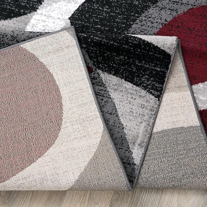 Rugshop Red Modern Geometric Indoor Medium Area Rug, Overlapping Circle Pattern, Fade Resistant, Non-Shedding, for Living Room, Bedroom and Home Office, 6'6" x 9'