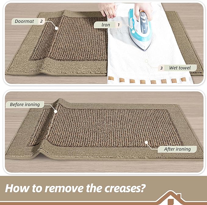 BEQHAUSE Indoor Door Mat 24" x 60", Dirt Trapper Door Mats Non-Slip Entryway Rugs Washable, Resist Dirt Absorbent Welcome Mat, Low Profile Floor Mats for Front Back Door and Entryway, Taupe