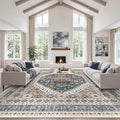 zesthome 10x14 Area Rugs,Stain Resistant Washable Rug,Ultra-Thin Rugs for Living Room,Bedroom,Non-Slip Backing Home Decor Large Area Rug (Navy Blue/Red,10'x14')