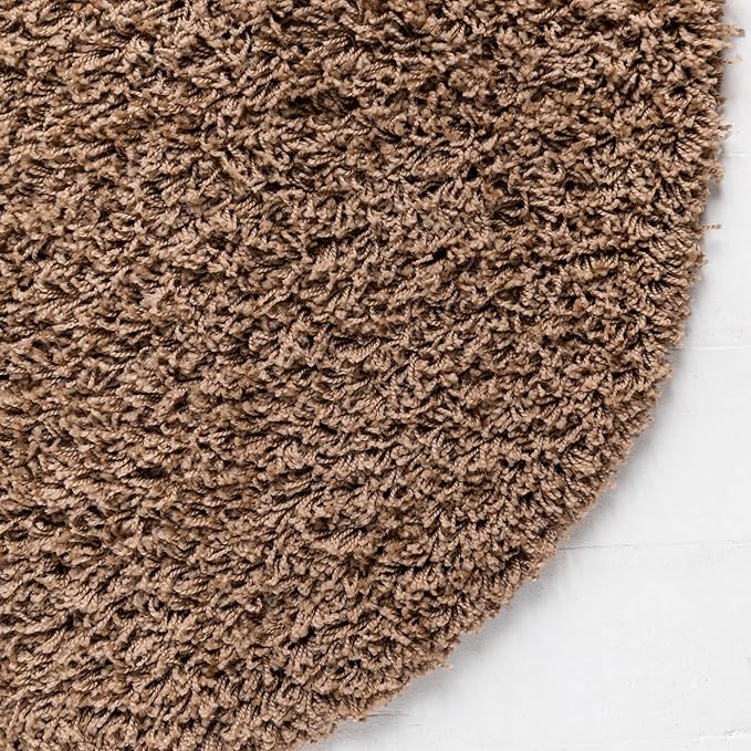 Unique Loom Solid Shag Collection Area Rug (5' 1" x 8' Oval, Sandy Brown)