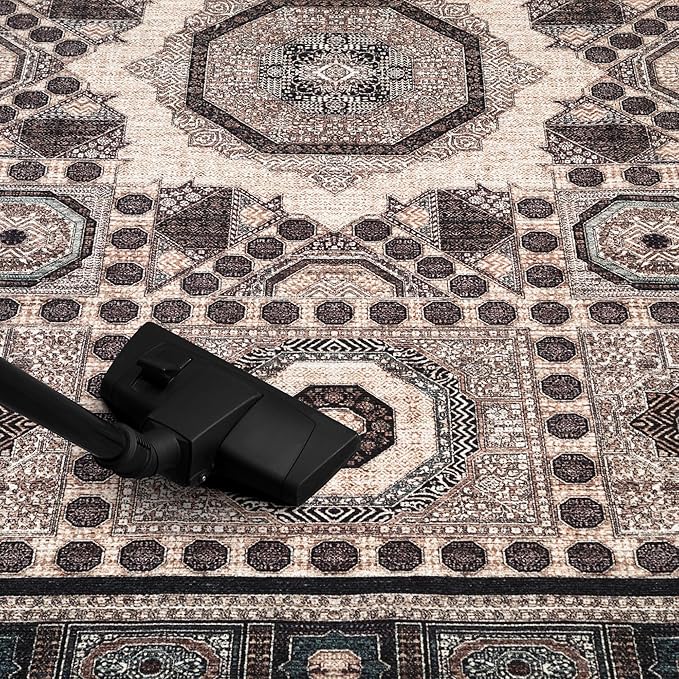 Keen Home Design 2x12 Rug - Machine Washable Runner Rug with Non-Slip Backing, Ideal for Hallway, Entryway, Kitchen, Laundry Room - Vintage, Easy Clean, Durable, Low Pile - (2'6" x 12')