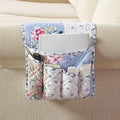 Brilliant Sunshine Pink and Blue Roses Toile Couch Armrest 5 Pockets Organizer, Slip Resistant Armchair Caddy, Washable Remote Controls Holder, Storage for Magazine, Phone, iPad, 35×13", Blue Natural