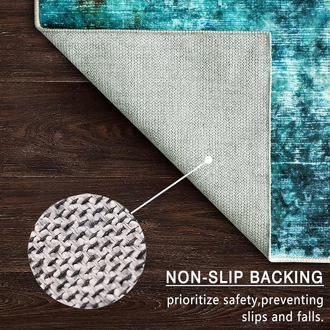 vivorug Washable Rug, Ultra Soft Area Rug 3x5, Non Slip Abstract Small Rug, Stain Resistant Rugs for Living Room Bedroom, Modern Style, Rosy Clouds