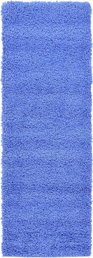 Unique Loom Solid Shag Collection Area Rug (2' 2" x 6' 7" Runner, Periwinkle Blue)
