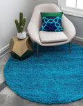 Unique Loom Solid Shag Collection Area Rug (7' 1" Round, Turquoise)