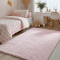 PAGISOFE 3x5 Pink Fluffy Shag Area Rugs for Bedroom, Bedside Preppy Dorm Area Rug, Soft Fuzzy Shaggy Rugs for Living Room Girls/Kids Bedroom Nursery Home Decor, Anti-Skid Durable Rectangular Fuzzy Rug