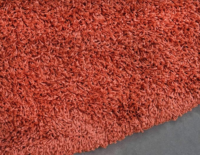 Unique Loom Solid Shag Collection Area Rug (8' Round, Terracotta)