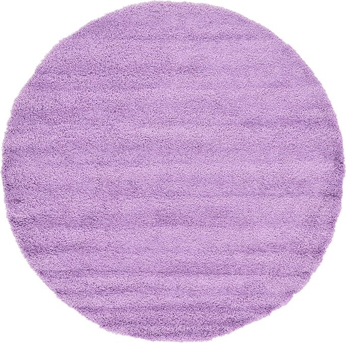 Unique Loom Solid Shag Collection Area Rug (8' Round, Lilac)