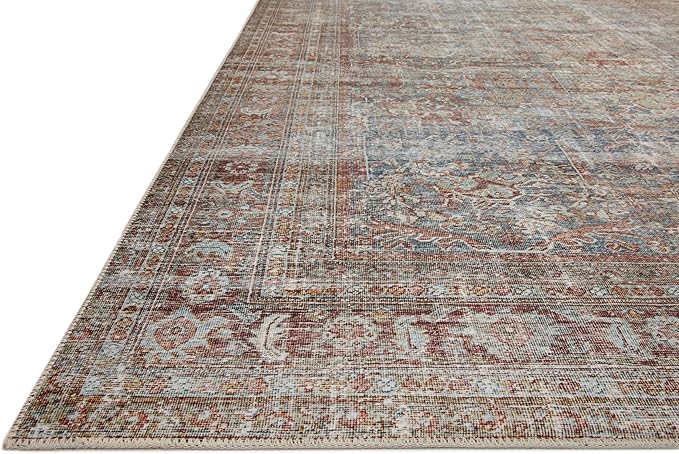 Loloi Chris Loves Julia Jules Collection JUL-05 Lagoon/Brick 5'-0'' x 7'-6'', .13" Pile Height, Area Rug