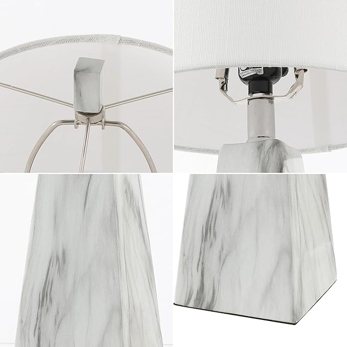 JONATHAN Y JYL1037A-SET2 Owen 20.5" Resin LED Table Lamp Contemporary, Office, Living Room, Family Room, Dining Room, Bedroom, Hallway, Foyer, White Marble Finish (Set of 2)